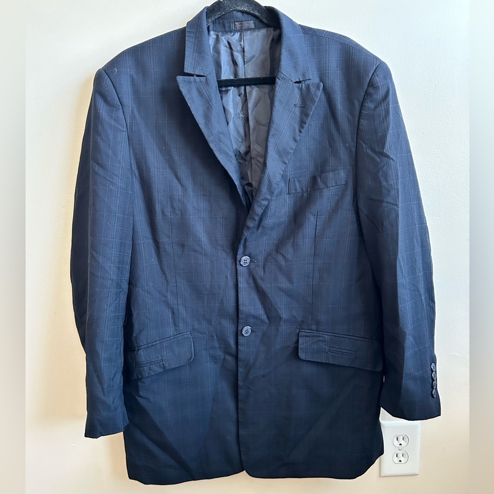 Falcone Mens Black and Grey Suit Jacket Blazer 42R